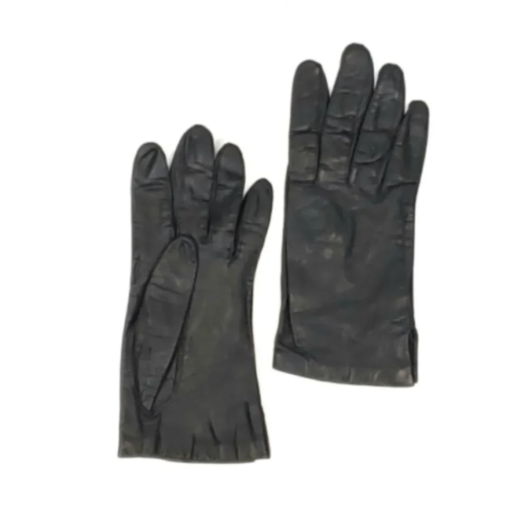 VTG black leather gloves size 7